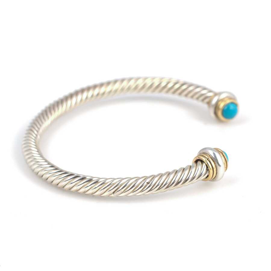 Men's 925 Sterling Silver Twisted Bracelet with Natural Turquoise