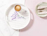 Durable Plastic Round Tray - Lavender Floral Motif
