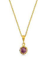 925 Sterling Silver Amethyst Floral Pendant Necklace - Delicate Design
