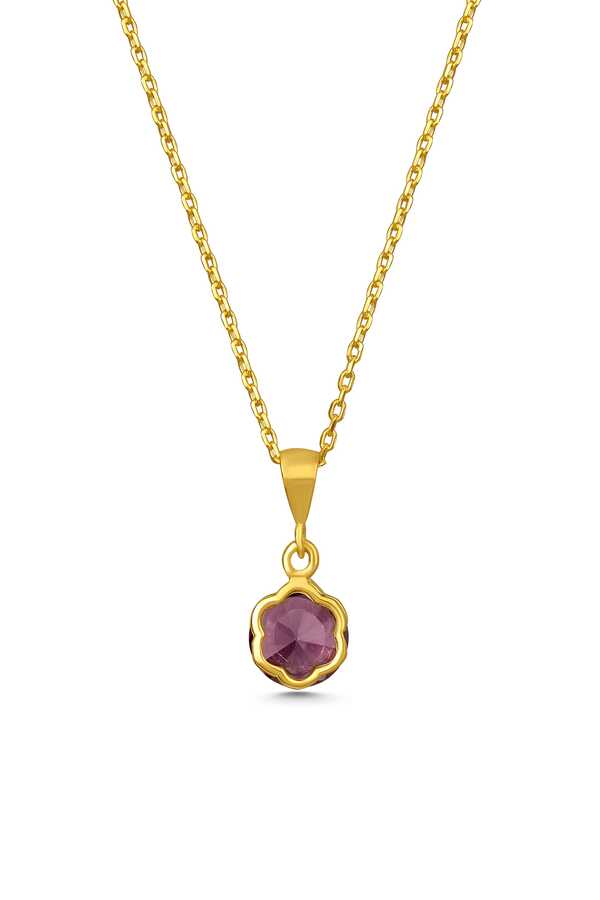 925 Sterling Silver Amethyst Floral Pendant Necklace - Delicate Design