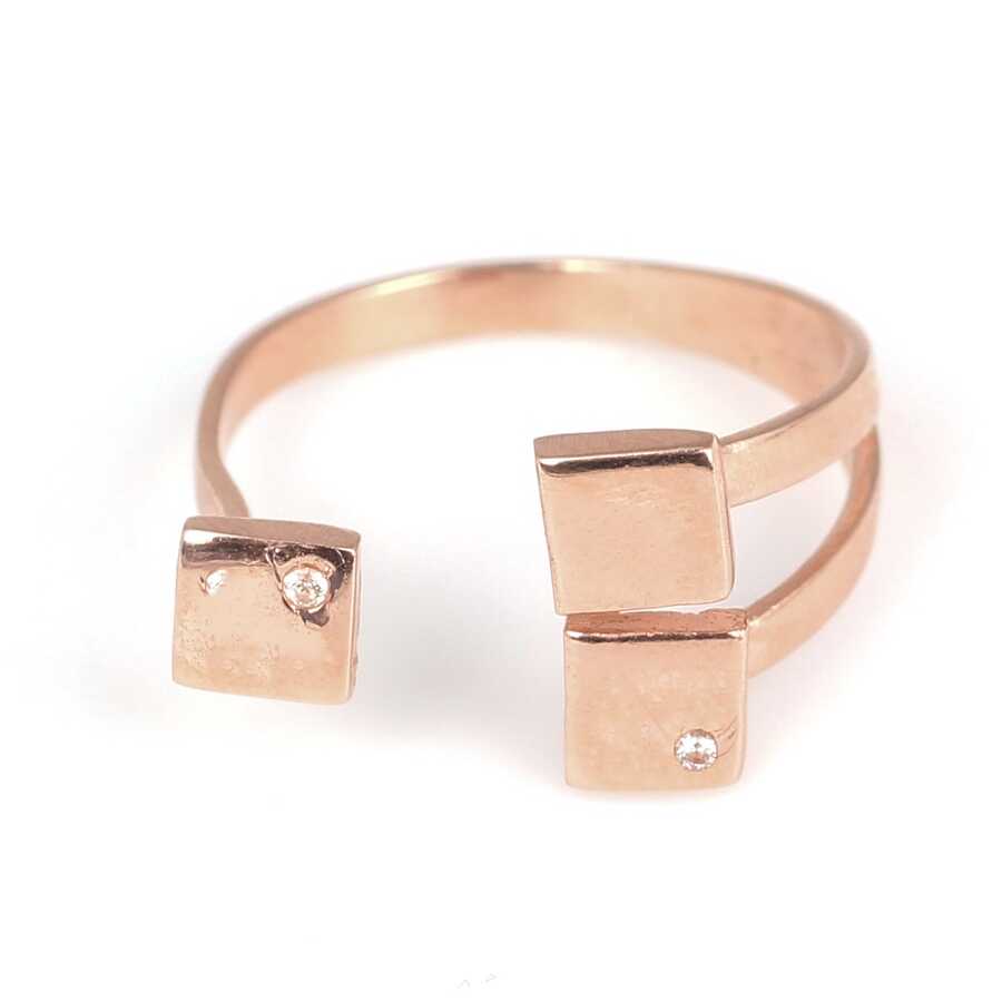 925 Sterling Silver Zircon Ring - Elegant Triple Square Setting