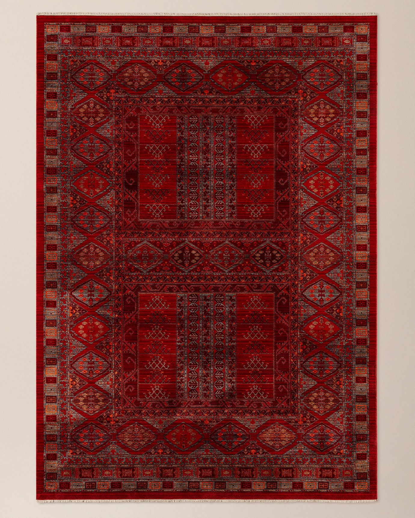 Red Distressed Medallion Area Rug - 6'7" x 9'10" Polyester