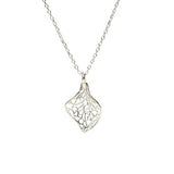 925 Sterling Silver Leaf Pendant Necklace - Elegant Nature Design