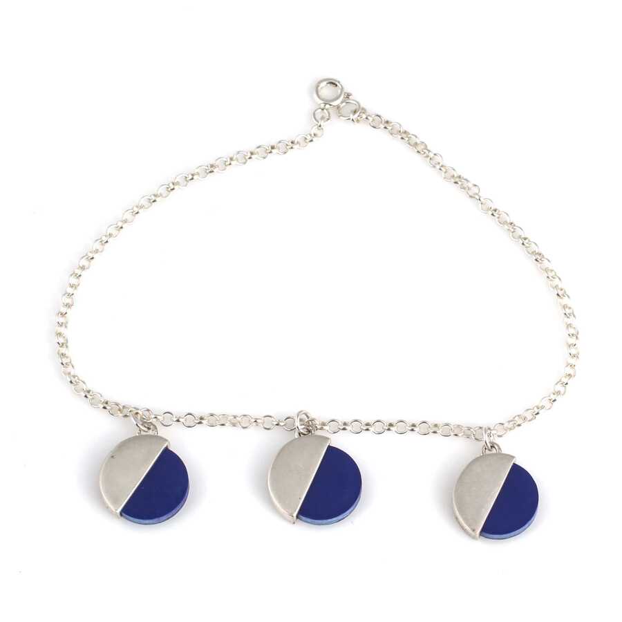 Sterling Silver Lapis Lazuli Dangle Bracelet - Elegant Gemstone
