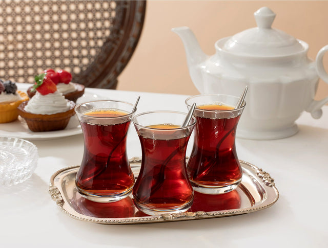 Clear Glass 6-Piece Tea Glass Set - Elegant Lavem Design