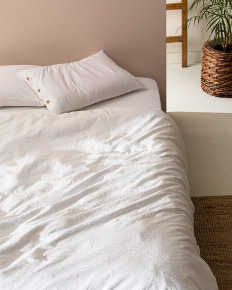 Linda King Size Washed Seersucker Duvet Cover Set