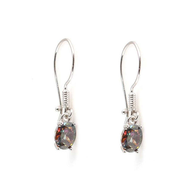 Premium 925 Sterling Silver Oval Mystic Topaz Earrings