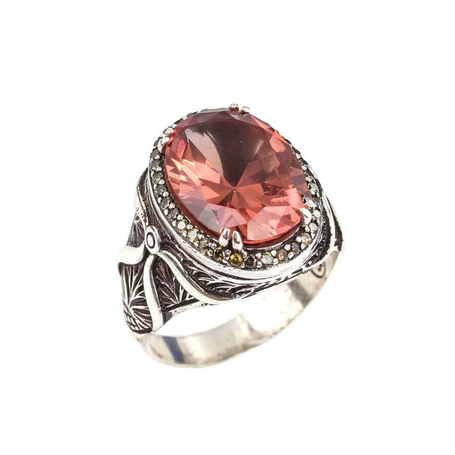Premium Sterling Silver Oval Sultanite Men's Statement Ring