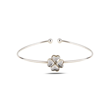 Elegant Fortuna Bangle - Sparkling Four-Leaf Clover Design