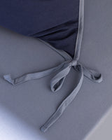 Double 100% Cotton Washed Duvet Cover Set with Tie Closure - Blue/Navy