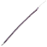 925 Sterling Silver Amethyst Line Bracelet - Classic Round Design