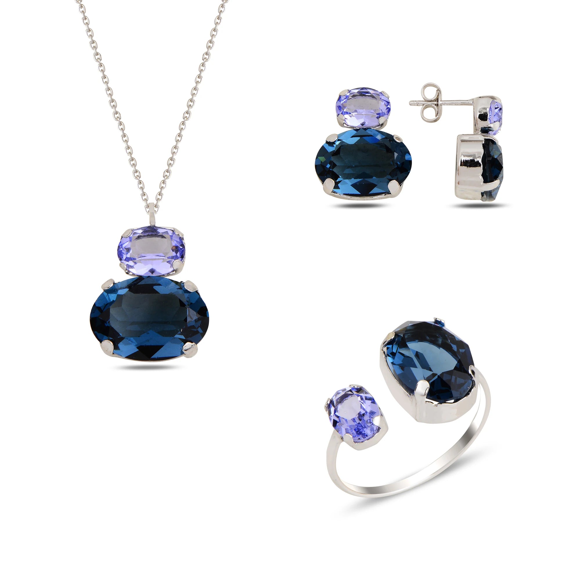 Set van sterling zilver met roségoud plating - Swarovski kristal elegantie