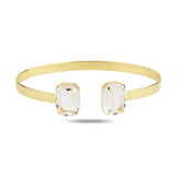 925 Sterling Silver Open Cuff Bracelet - Emerald Cut Swarovski Crystal