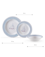 Melamine 6-Person Dinner Set - Contemporary Blue & White Design