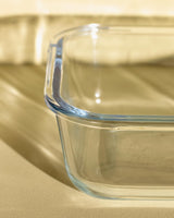 Rectangular Borosilicate Glass Food Container with Ecru Lid - 1500 ml