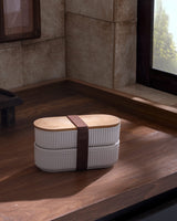 Brown Wood Lid Food Storage Containers - Set of 2 - 500ml Each
