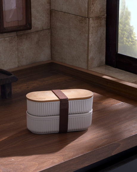 Brown Wood Lid Food Storage Containers - Set of 2 - 500ml Each