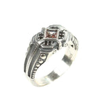 Sterling Silver Sultanite & Onyx Men's Ring - Square Motif