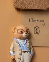 Resin Bonny Bear Magnet - Playful Beige & Blue Decor