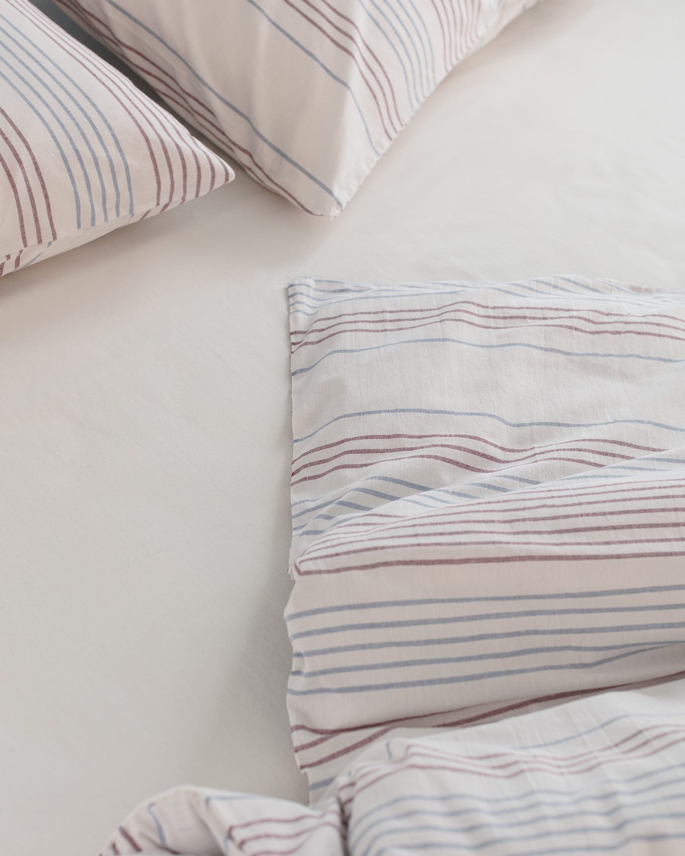 Cotton Blend Double Duvet Cover Set - Yarn-Dyed Texture