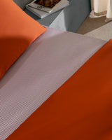 King Size 100% Cotton Sateen Printed Duvet Cover Set, Orange