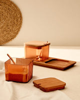 2-Piece Spice Jar Set with Wooden Lids - Kitchen Food Storage Containers