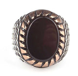 925 Sterling Silver Men's Onyx Ring - Intricate Twisted Design