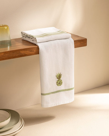 Premium Cotton Blend 2-Piece Dish Towel Set - Pomegranate Embroidery