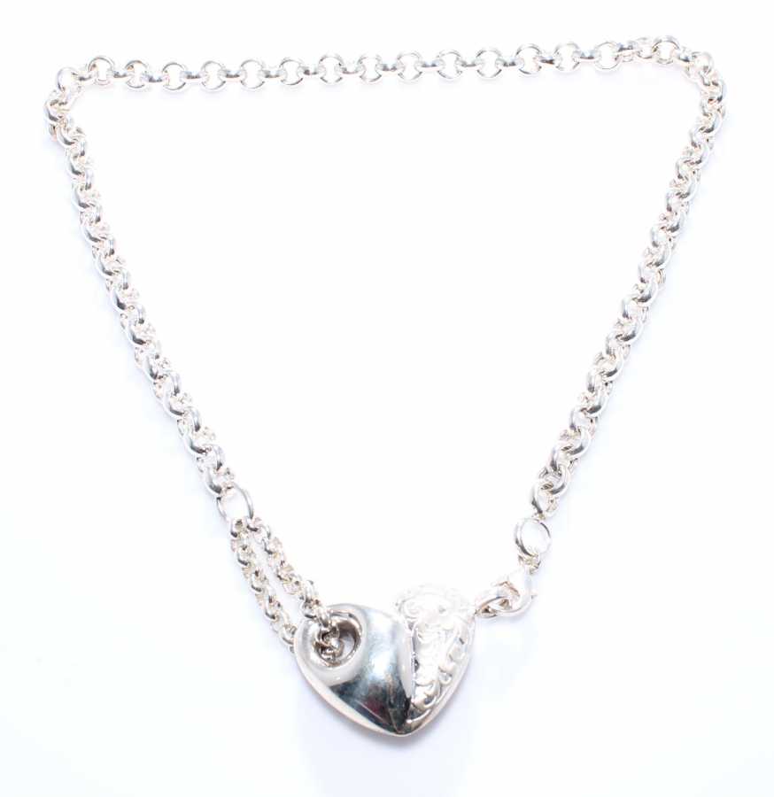 925 Sterling Silver Bold Heart Necklace - Statement Jewelry