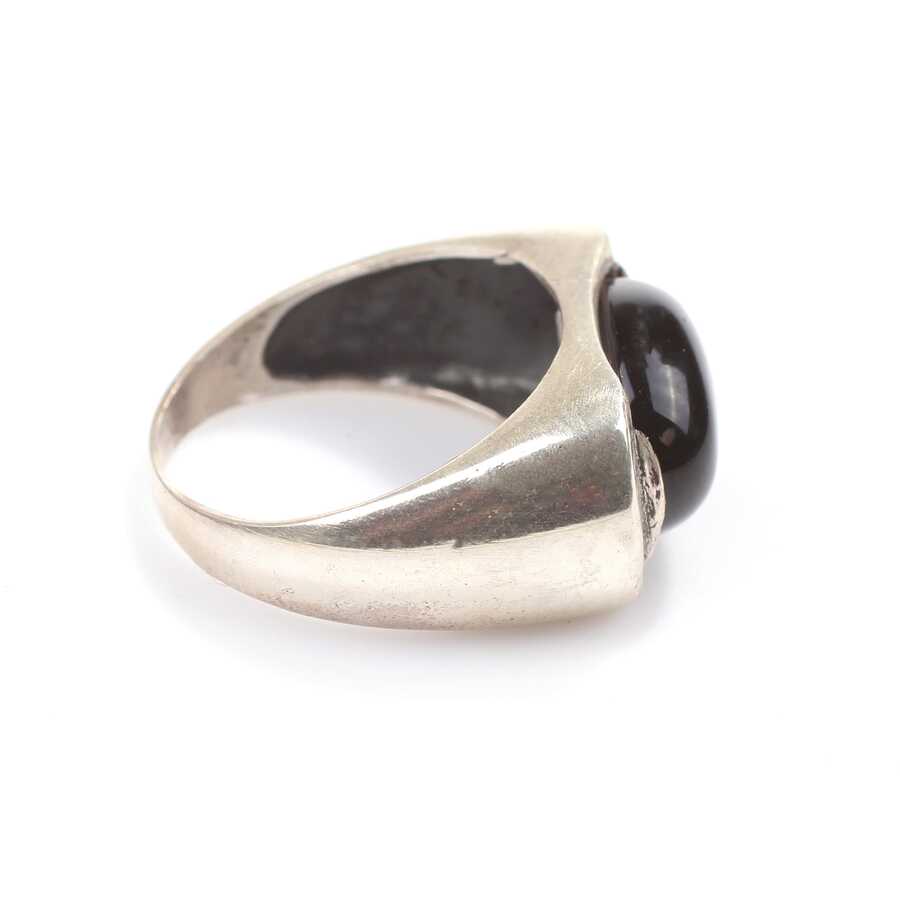 프리미엄 스털링 실버 오벌 오닉스 반지
