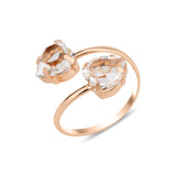 Swarovski Crystal Spiral Ring - Yellow Gold Plated Sterling Silver