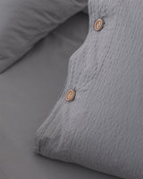Ensemble de housse de couette double 100 % coton - texture gaufrée lavée