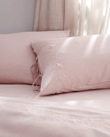 Blush Pink 100% Cotton Embroidered Full/Queen Duvet Cover Set