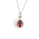 Sterling Silver Garnet & Zircon Teardrop Necklace