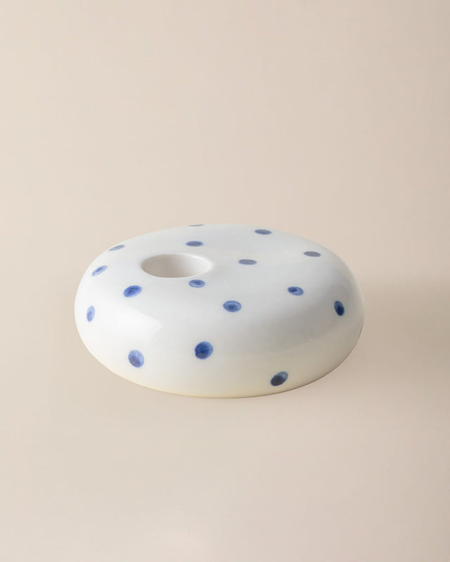 Porcelain Candle Holder - Serene Blue & White Design