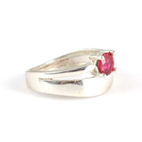 Anillo de doble fila con rubí sintético de plata esterlina 925 premium