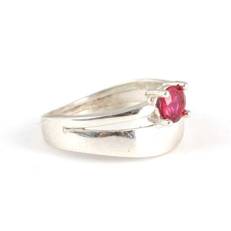 Premium 925 Sterling Silver Synthetic Ruby Double Row Ring