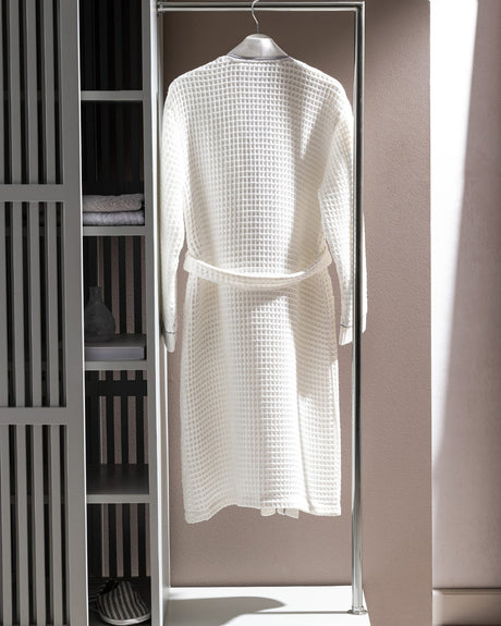 Luxurious 100% Cotton Kimono Bathrobe - Plush Absorbent Comfort