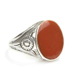 Premium 925 Sterling Silver Orange Enamel Men's Ring