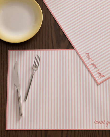 Plastic 4-Piece Placemat Set - Modern White & Pink Design
