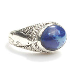 Exquisite 925 Sterling Silver Lapis Oval Cabochon Ring