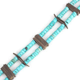 Sterling Silver Turquoise Gemstone Bracelet - Rectangular Link Style