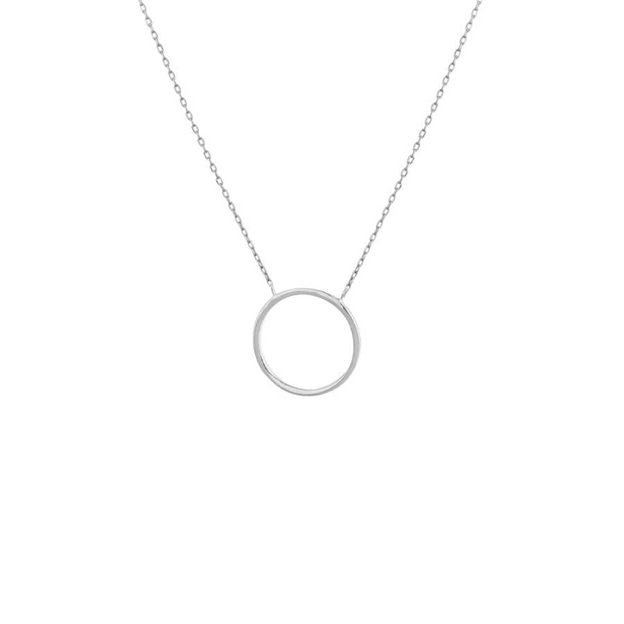 Sterling Silver Large Hoop Pendant Necklace - Modern Minimalist Style