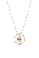 Sterling Silver Evil Eye Hoop Necklace - Zircon Gemstone