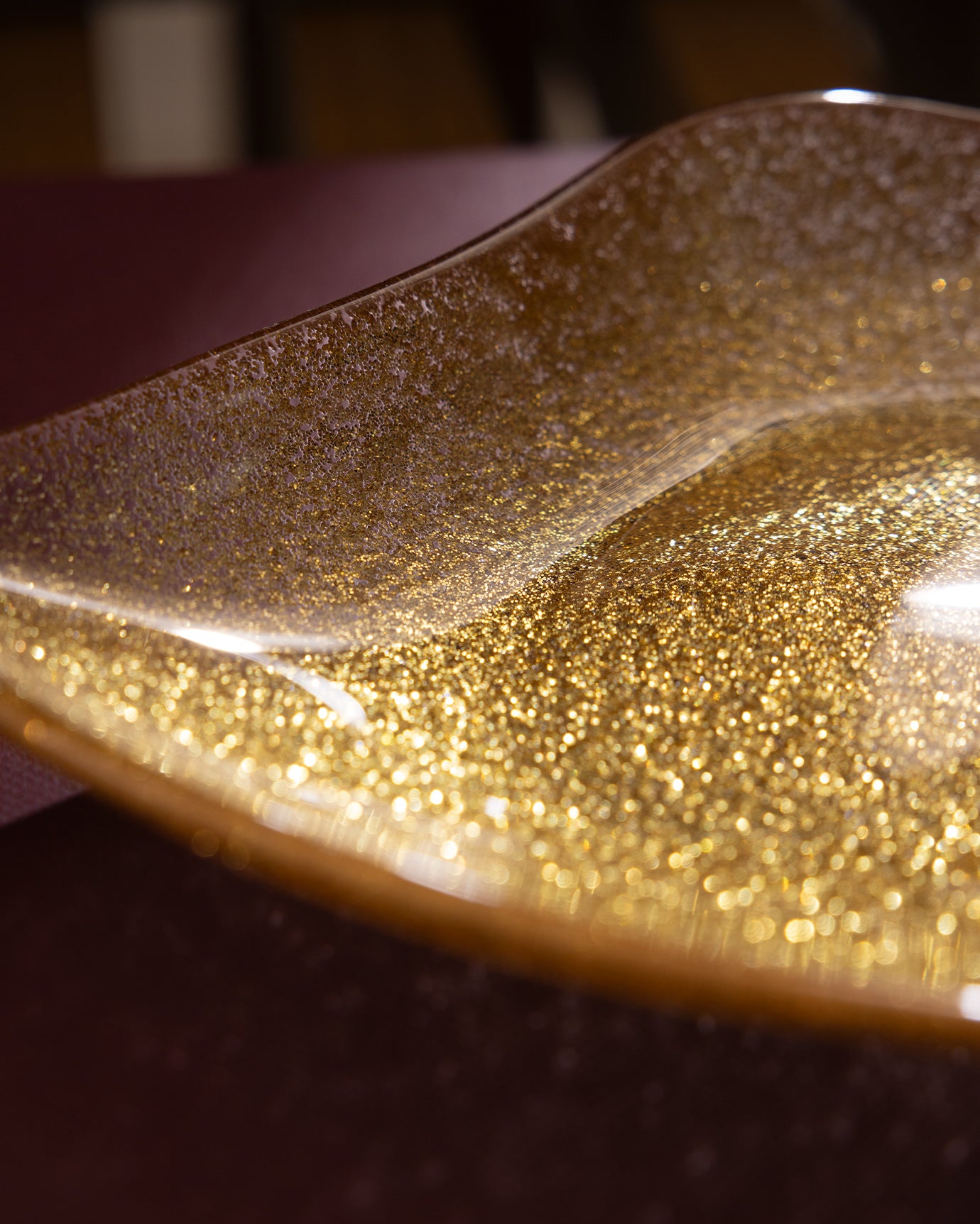 Elegant Glass Decorative Plate - Grelot Gold Finish