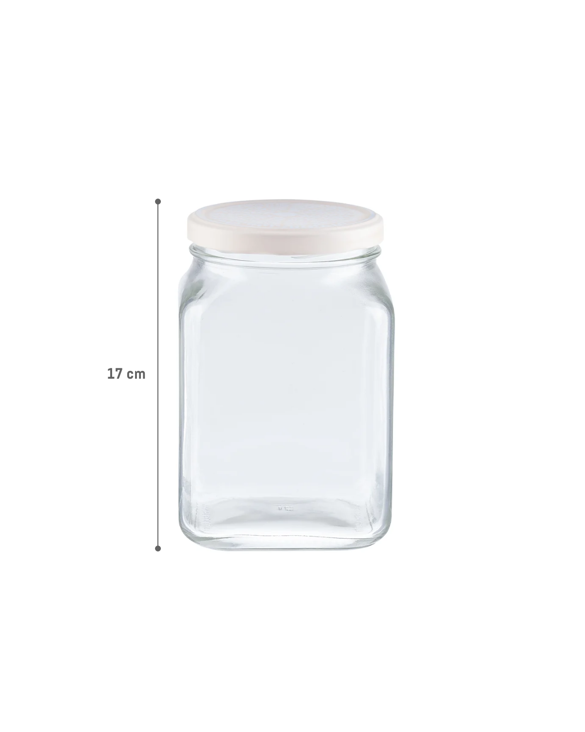 Square Glass Food Storage Jar with Lid - 1600 ml