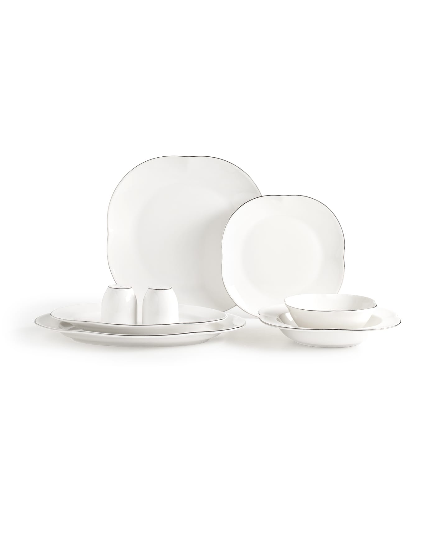 Elegant 28-Piece Dinner Set for 6 People - White & Silver Finish