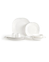 Elegant 28-Piece Dinner Set for 6 People - White & Silver Finish