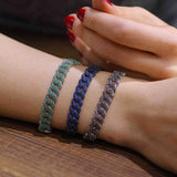 Sterling Silver Navy Zircon Gourmet Chain Bracelet