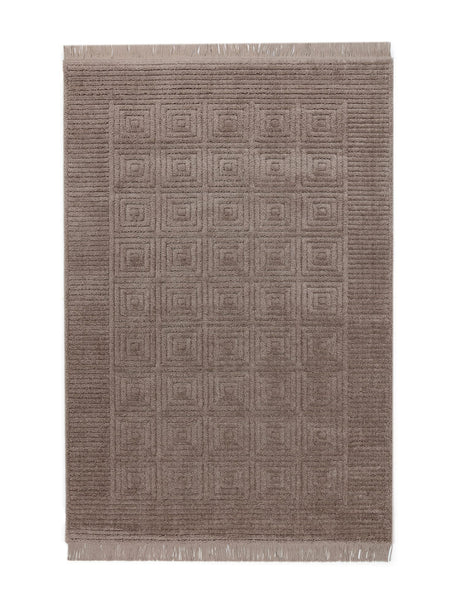 Laura Fringed Area Rug - Soft Mink Floor Carpet